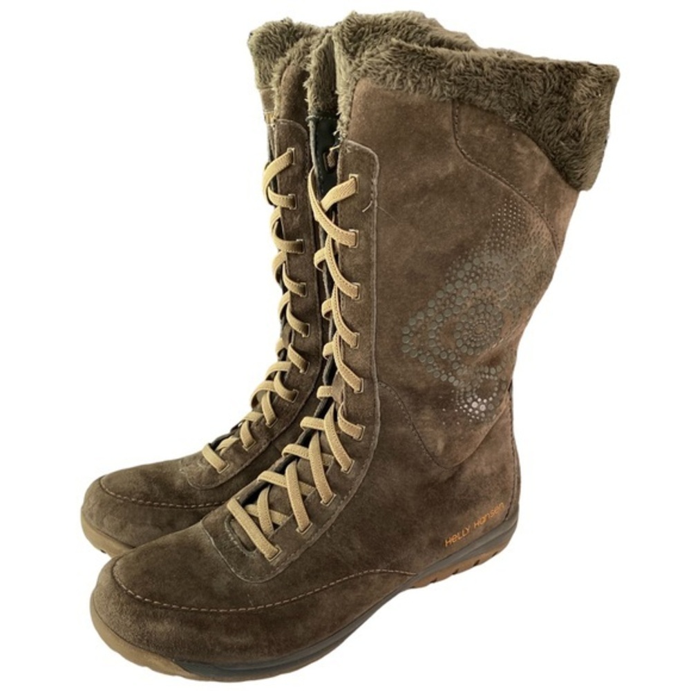 Helly Hansen Brown Suede Fur-Lined Lace-Up Winter Boots